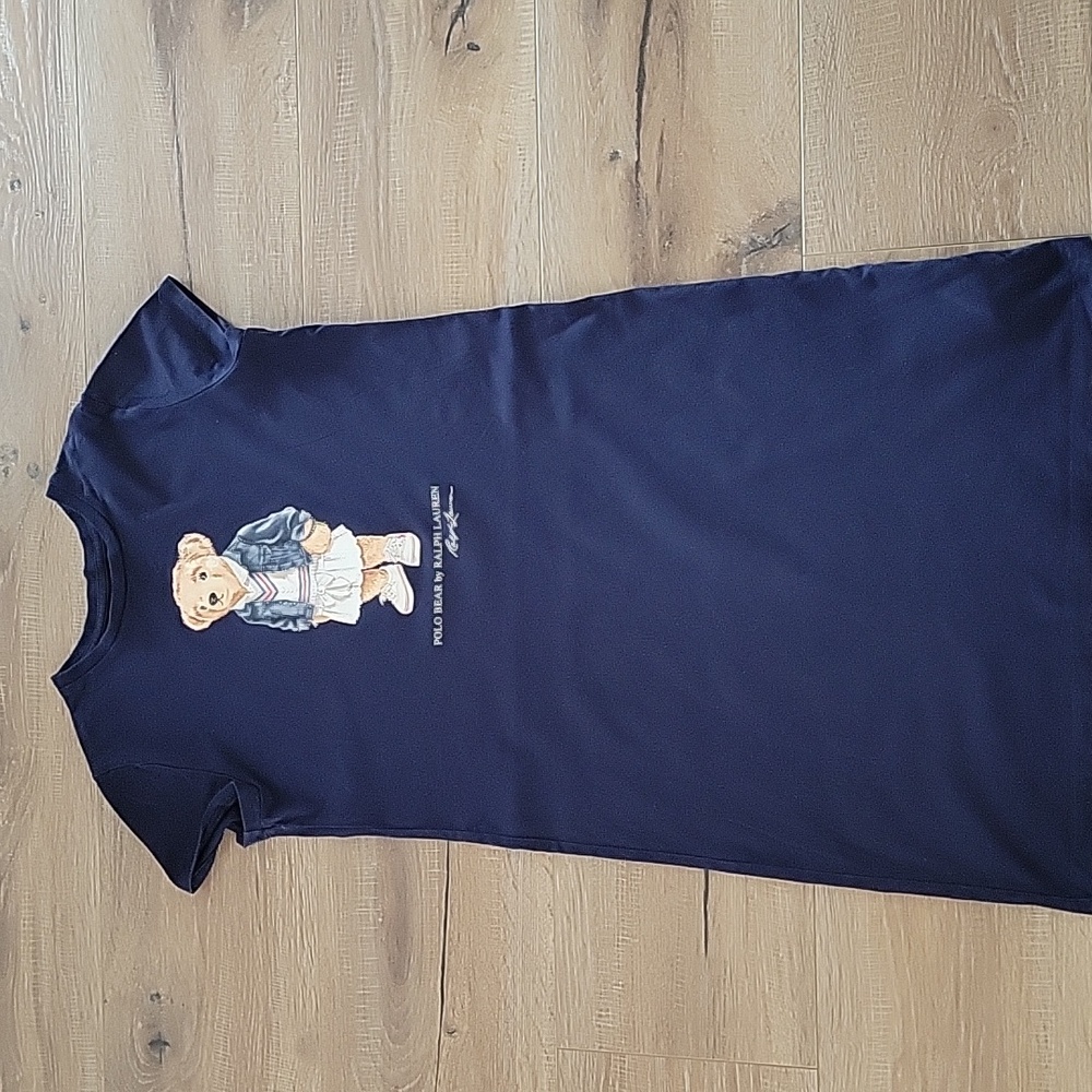 EUC Polo by Ralph Lauren Girls T-shirt Dress Navy Blue Size 12-14 yrs